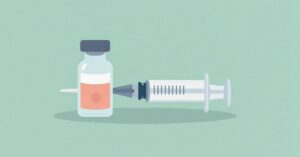 Vial y jeringa representando una vacuna contra la enfermedad de Lyme